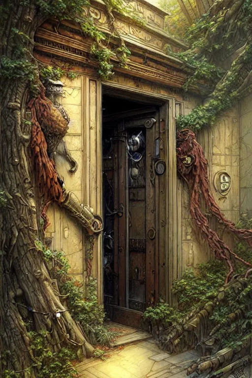 Image similar to a doorway to an impossible dream beyond comprehension, very very detailed painting by greg rutowski and jean baptiste monge