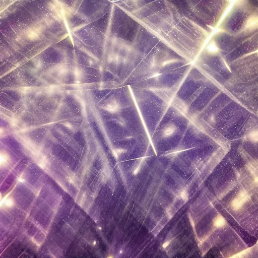 Image similar to an abstract crystals in dark room with some lights shinning on it, art like MidJourney.