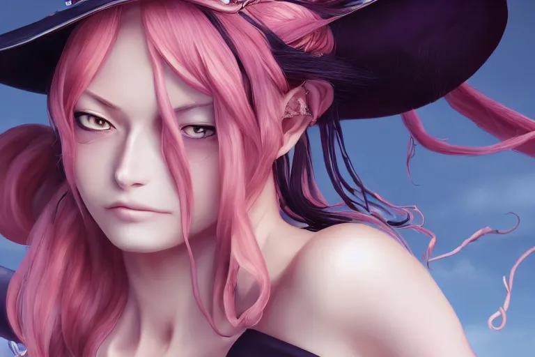 Prompt: beautiful portrait of a Witch who looks like Nami from the One Piece anime character design by Mark Brooks and Brad Kunkle detailed, soft lighting 4k Unreal Engine