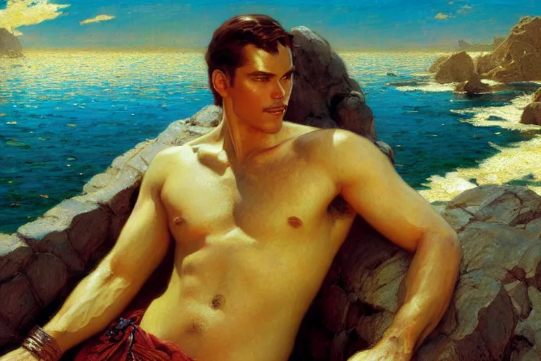 Image similar to attractive male, tales of earthsea, painting by gaston bussiere, craig mullins, j. c. leyendecker, tom of finland