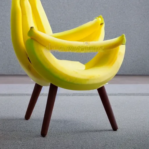 Prompt: chair looking like banana, interior photo, stock image, design