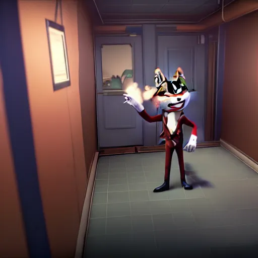 Image similar to Screenshot from the PC game Payday: The Heist featuring Nick Wilde (from Zootopia)