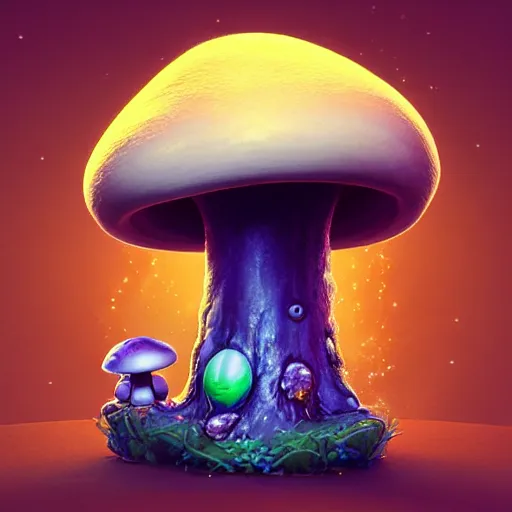 Prompt: sentient mushroom pokemon:: by beeple and James Gilleard and Justin Gerard :: ornate, dynamic, particulate, intricate, elegant, highly detailed, centered, artstation, smooth, sharp focus, photoreal octane render, 3d