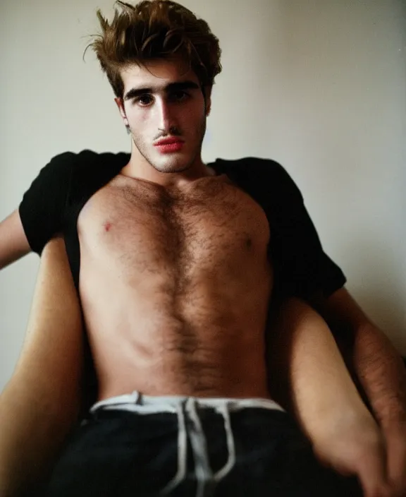 Image similar to portrait of jacob elordi photographed by nan goldin