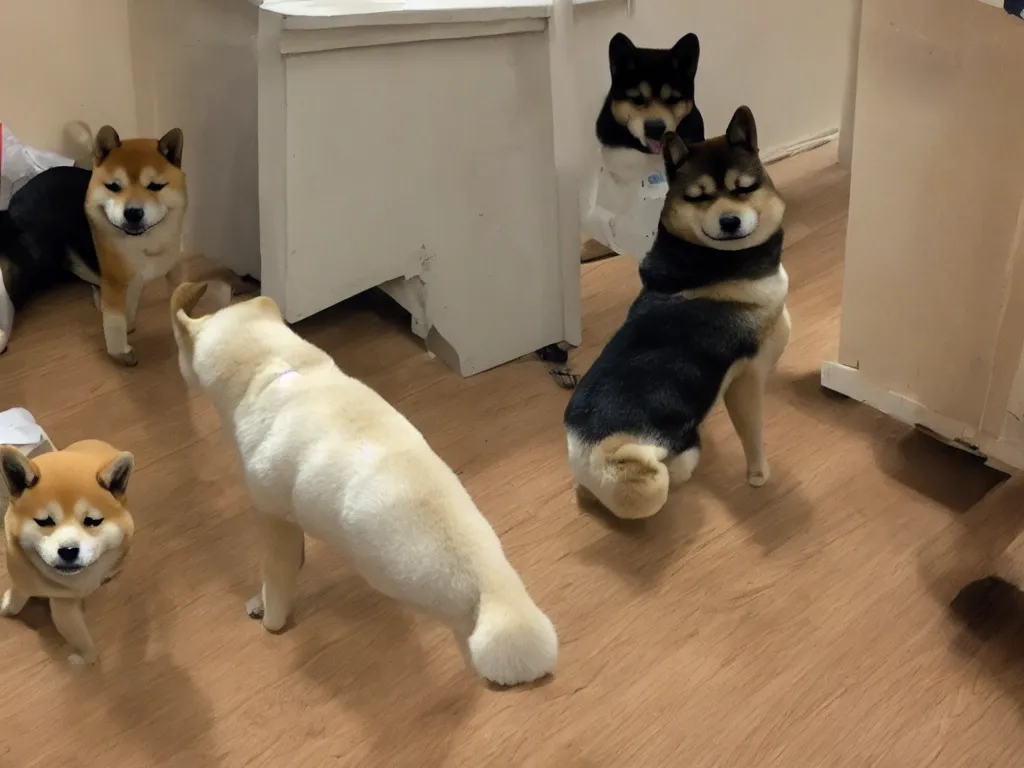 Image similar to shiba inu in the backrooms