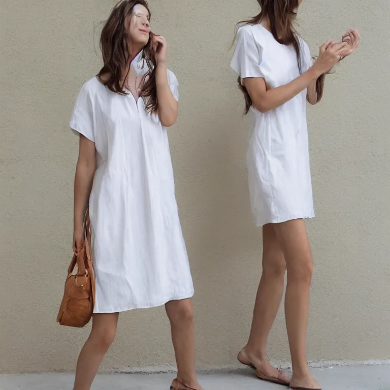 Prompt: She wore plain clothes; a simple summer dress that moved with the gentle breeze skin concept n 6