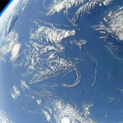 Image similar to a photo of earth from space, earth is a rectangle, as seen from the space station.