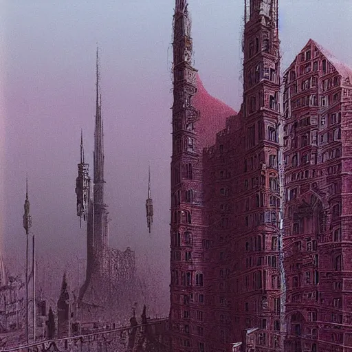 Image similar to wroclaw in the future made by zdzislaw beksinski