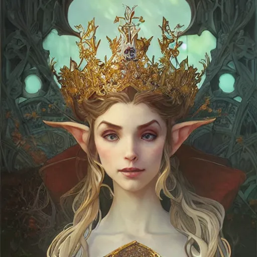 Prompt: Beautiful and elegant elf queen, full of details, matte painting, concept art, smooth, by Jordan Grimmer and alphonse mucha and WLOP，trending on cgsociety and artstation，8light effect，-H 1280-W 768