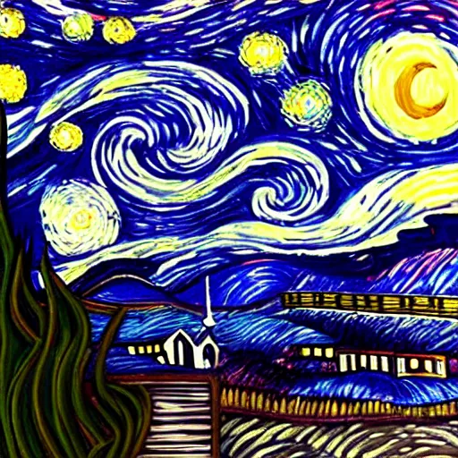 Prompt: city of toronto. style starry night