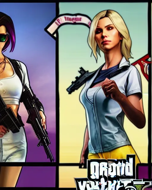 Image similar to gta 5, grand theft auto 5 cover art of mercy from overwatch