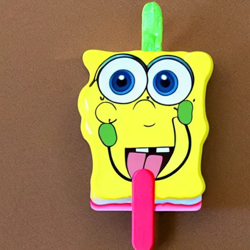 Image similar to a popsicle, shaped like spongebob