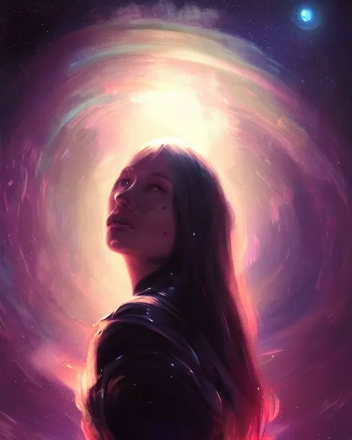 Image similar to epic portrait cinematic shot an giant female face in space, dark, stars, glowing, glowing eyes, fine details. night setting. realistic shaded lighting poster by craig mullism, artgerm, jeremy lipkin and michael garmash, unreal engine, radiant light, detailed and intricate environment, digital art, trending on art station,