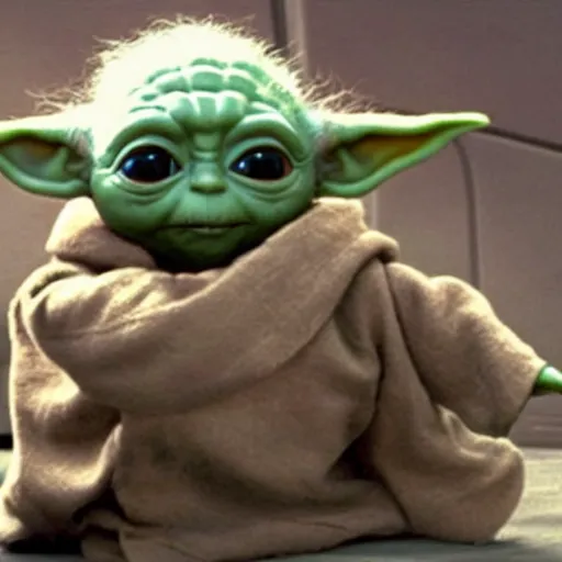 Image similar to a film still of baby yoda's son in the jedi academy in star wars realistic, detailed