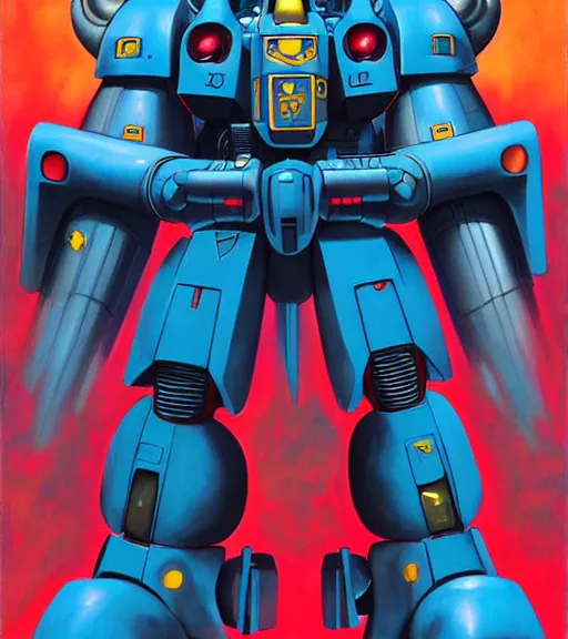 Image similar to scifi painting of gouf mobile suit by dariusz zawadzki, kenneth blom, mental alchemy, james jean, pablo amaringo, naudline pierre, contemporary art, sleek