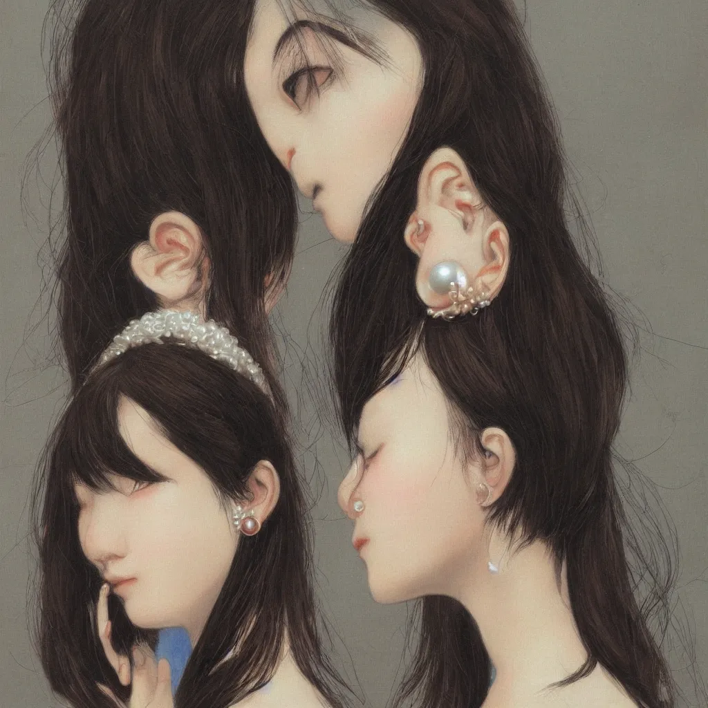 Image similar to girl with a pearl earringl, highly detailed, comicstyle, by leng jun.