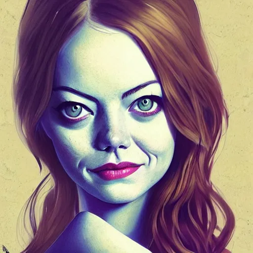 Prompt: emma stone with an owl, artwork by charlie bowater