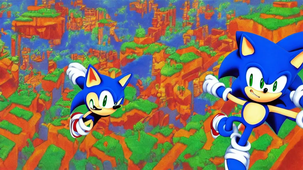 Prompt: sonic 2 background art