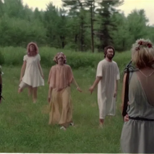 Image similar to vhs 1 9 8 0 s footage of a scene from the movie midsommar