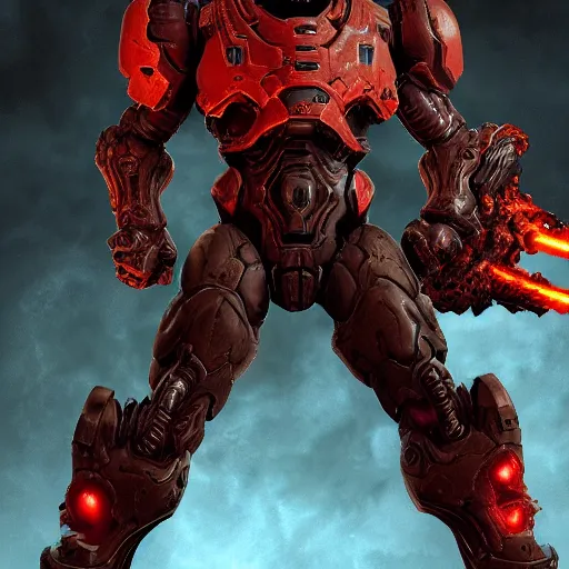 Image similar to doom slayer from doom eternal, photography