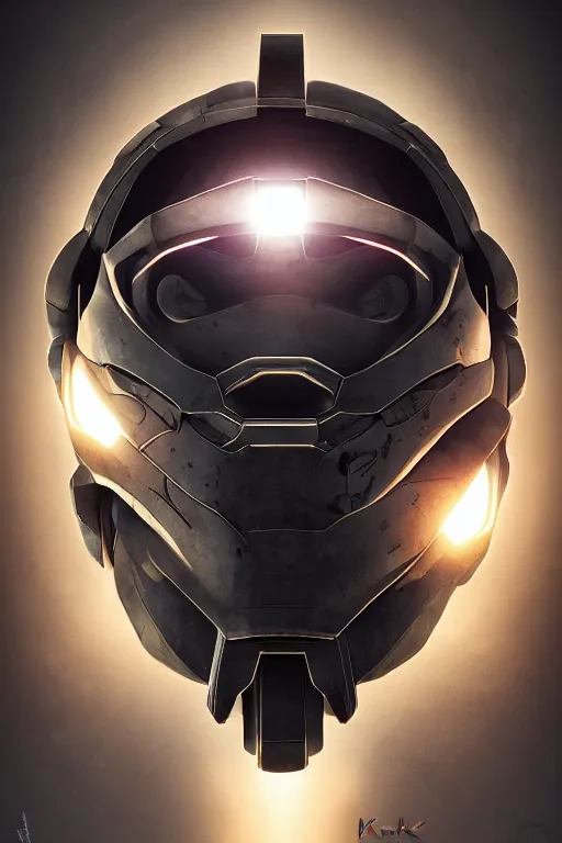 Image similar to robot ninja mask helmet halo master chief radiating a glowing aura global illumination ray tracing hdr fanart arstation by ian pesty and katarzyna da „ bek - chmiel