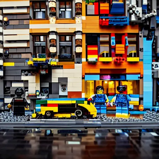 Prompt: lego art, cyberpunk, sci - fi, beautiful.