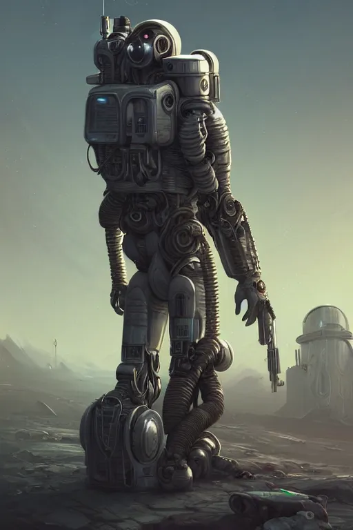 Image similar to ultra realistic style illustration, handsome alluring nasa cyborg in an apocalyptic wasteland, gorgeous face, cyberpunk, sci - fi, fantasy, intricate, elegant, highly detailed, digital painting, artstation, concept art, smooth, sharp focus, illustration, art by mansik yang and rashed alakroka and simon stalenhag and wlop