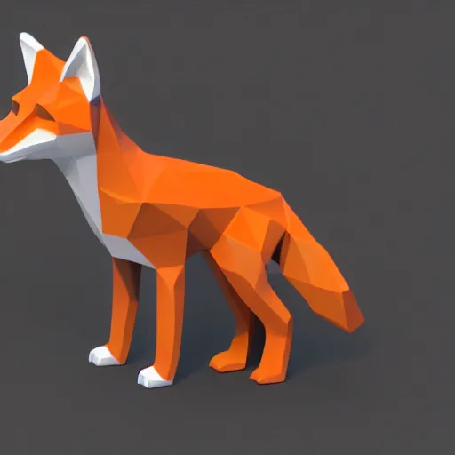 Prompt: low polygon render of a fox on a white background, isometric 3 d, ultra hd