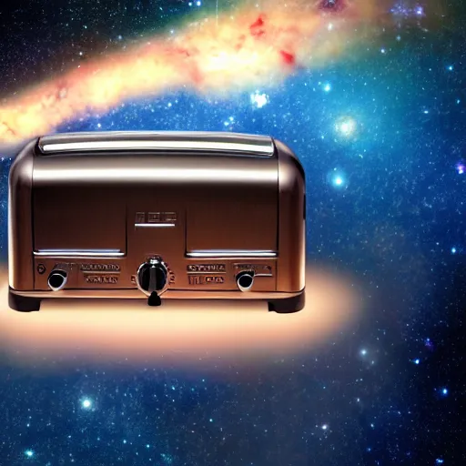 Image similar to A nebula in the shape of a toaster, highly detailed, 8k, sharp focus