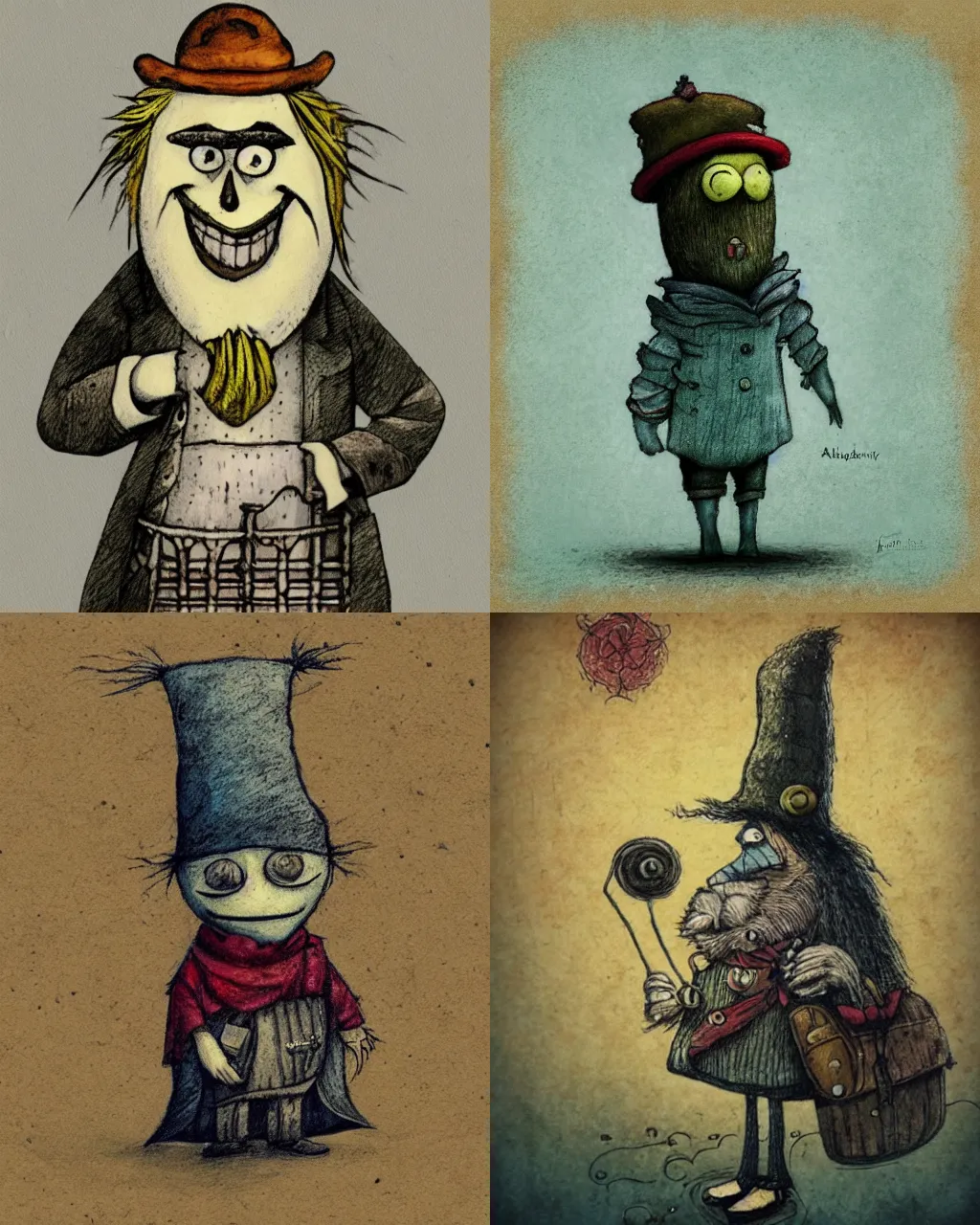 Prompt: Medium shot of a typical character in the style of Alexander Jansson