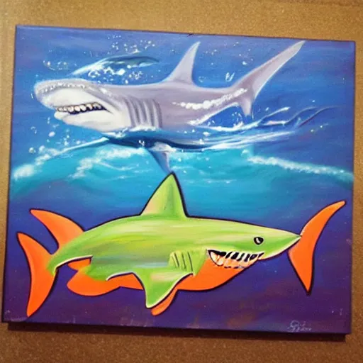 Image similar to Shark Spam Can, painting