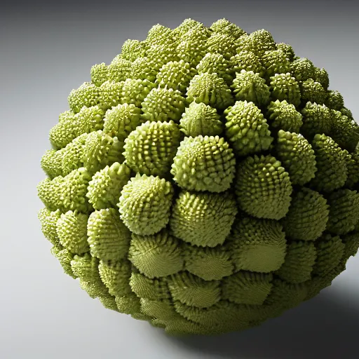 Image similar to romanesco on white surface simplyfied 8 k studio picture photorealistic