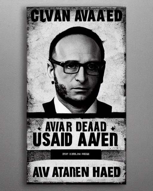 Image similar to avram glazer wanted dead or alive, owner of manchester united football club, wanted poster, bolo poster, pure evil, devils horns, avram glazer, satan, hell, 8 k, symmetry, cinematic lighting