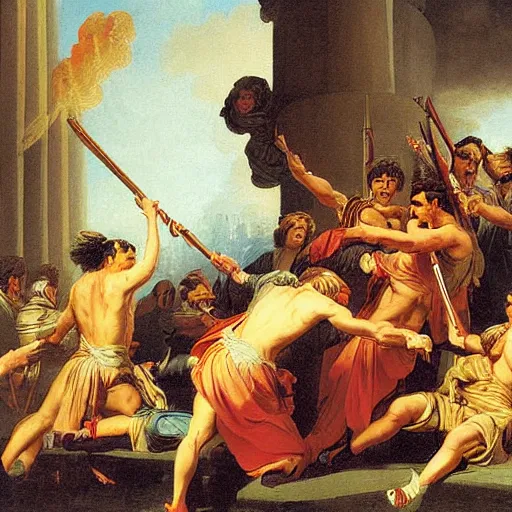 Image similar to pyrrhic victory painting by johann peter krafft
