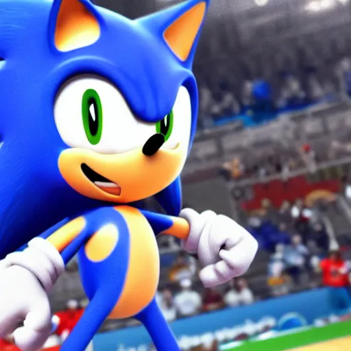 Prompt: sonic watches nba basketball