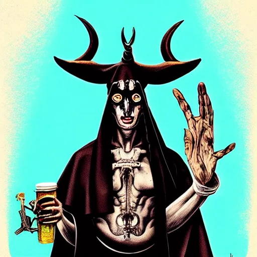 Image similar to graphic illustration, creative design, baphomet as a nun, biopunk, francis bacon, highly detailed, hunter s thompson, concept art