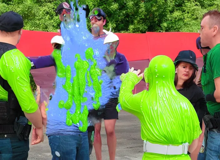 Image similar to the episode of COPS where everyone gets covered with nickelodeon slime hd