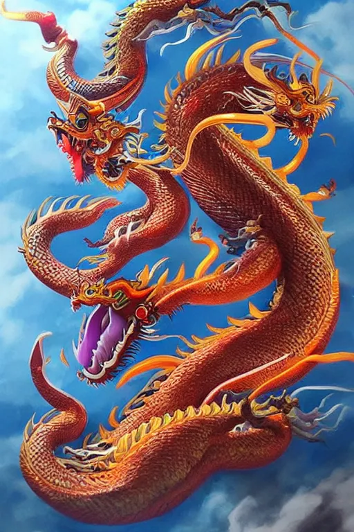 Prompt: a beautiful and detailed thai dragon paintings by Chalermchai Kositpipat and Ghibli Studios,featured in artstation, cinematic lighting, omnious sky