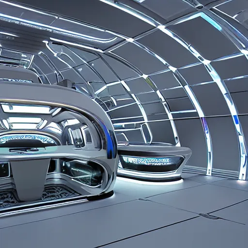 Image similar to alien ship shop, futuristic, holographic, 8k