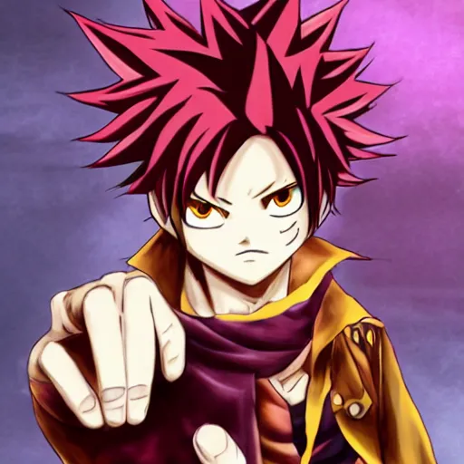 Prompt: natsu dragneel in the style of vlop