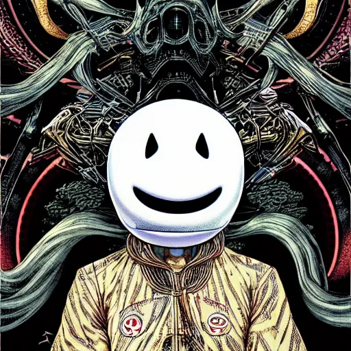 Image similar to portrait of crazy marshmello, symmetrical, by yoichi hatakenaka, masamune shirow, josan gonzales and dan mumford, ayami kojima, takato yamamoto, barclay shaw, karol bak, yukito kishiro