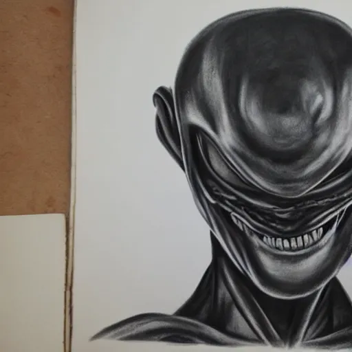 Prompt: charcoal painting of an alien