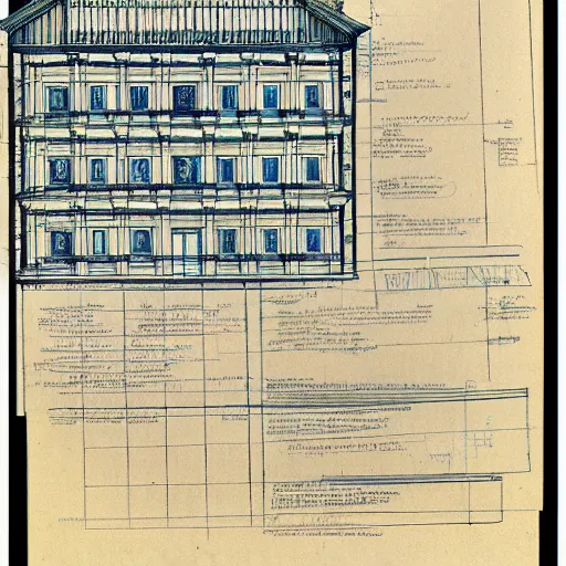 Image similar to architectural blueprints of an ancient roman domu, type 1, 2 k image file, draft paper with linework