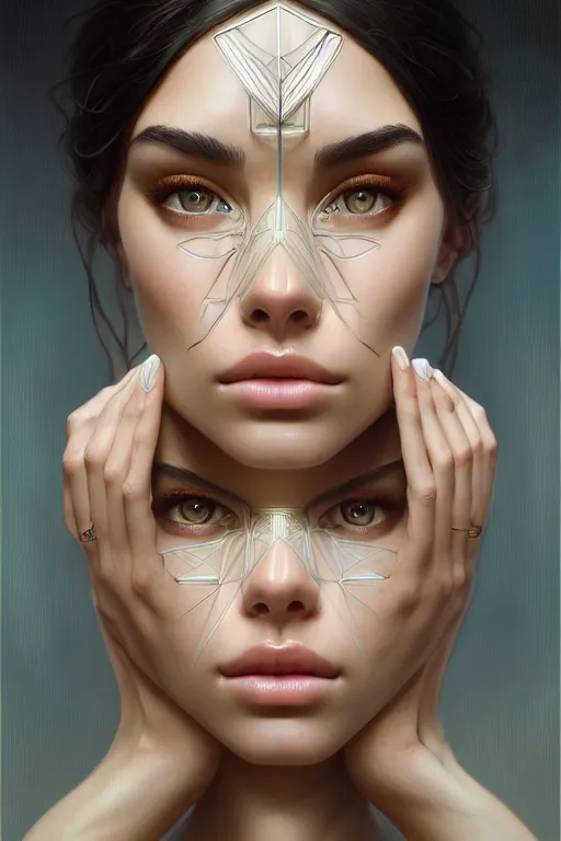 Prompt: symmetry!! portrait of madison beer, machine parts embedded into face, intricate, elegant, highly detailed, digital painting, artstation, concept art, smooth, sharp focus, illustration, art by artgerm and greg rutkowski and alphonse mucha, 8 k