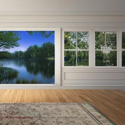 Prompt: a beautiful photography of an house on a lake, 4k textures, unreal engine, CANON EOS C300, ƒ4, 200mm, natural lights, trending on ArtStation, Maine, colonial style, photorealism