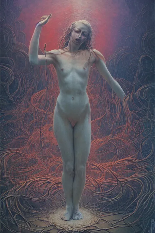 Image similar to an amazing masterpiece of art by gerald brom, Zdzisław Beksiński, ecstasy