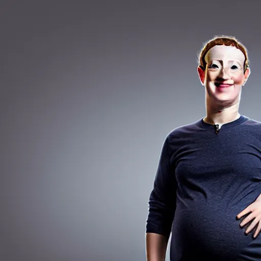 Image similar to Pregnant Mark Zuckerberg, canon, studio lighting