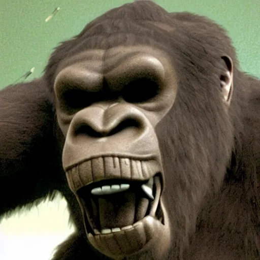 Prompt: Movie still of Mark Zuckerberg as King Kong in King Kong (2005)