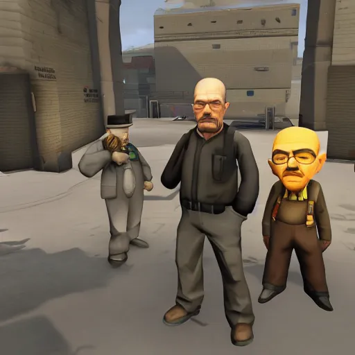 Prompt: walter white in team fortress 2, gameplay, highly intricate, highly detailed, 8k,