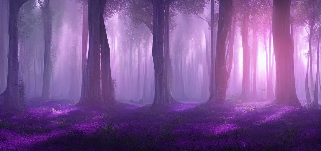 beautiful view of a mystical forest landscape, purple | Stable ...